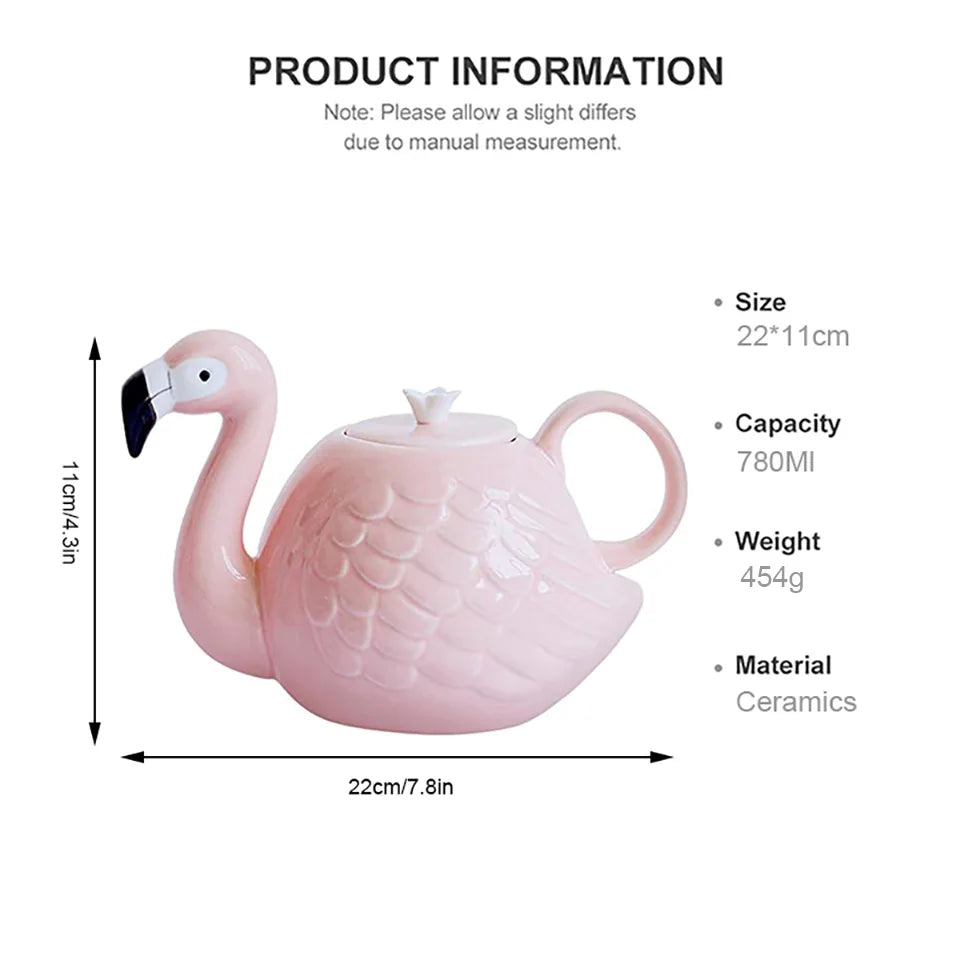 Tea Set Creative Flamingo Teapot Drinking Tea Cup Sets Water Coffee Cup Fruit Juice Mugs Set Teaware