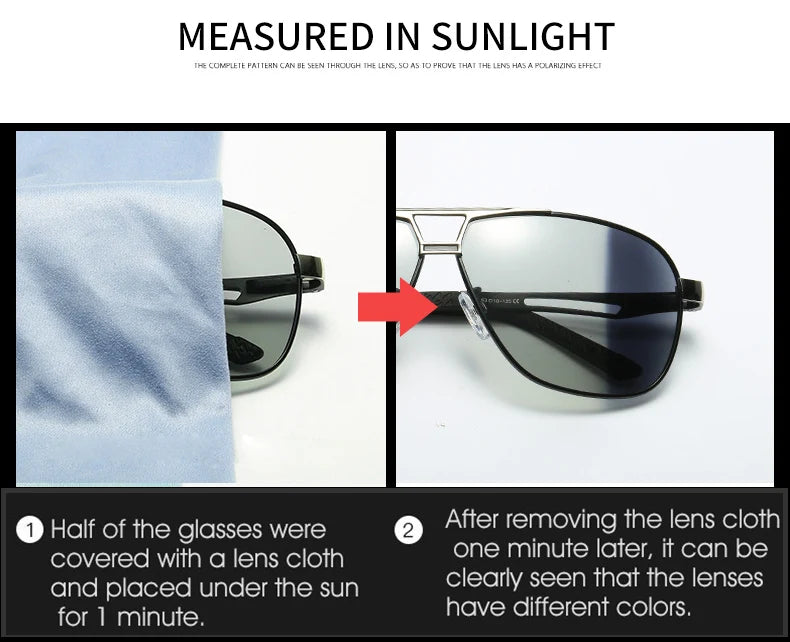 Vintage Aviation Photochromic Polarized UV400 Anti-Glare Driving Sunglasses for Men Women