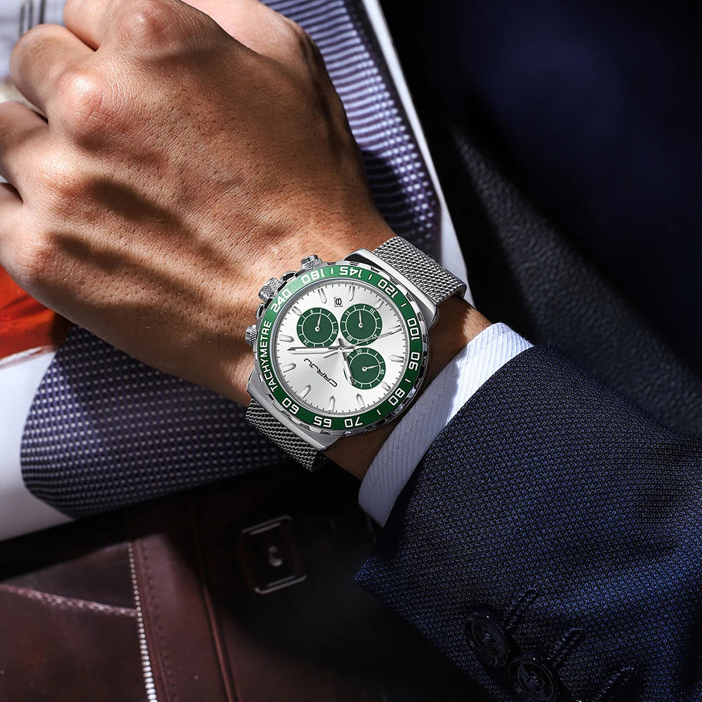 Men Watch Quartz New Japanese Chronograph Top Brand Waterproof Stainless Wristwatches with date Relogio Masculino