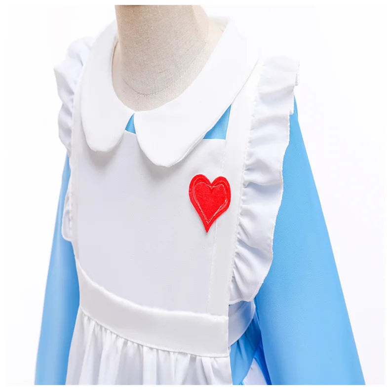 New Christmas Girls Lolita Dress Children Long Sleeve Two-piece Alice Princess Costume Cosplay Maid Clothing for Halloween