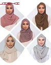 Muslim Chiffon Hijab Women Bubble Chiffon Scarf For Women Ladies Veil Muslim Islam Solid Color Malaysia Wrap Scarves