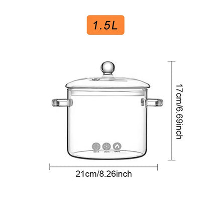 Transparent Glass Soup Pot Household Kitchen Vegetable Salad Bowl Thicken Flame Explosion-Proof Cook Saucepan Cookware