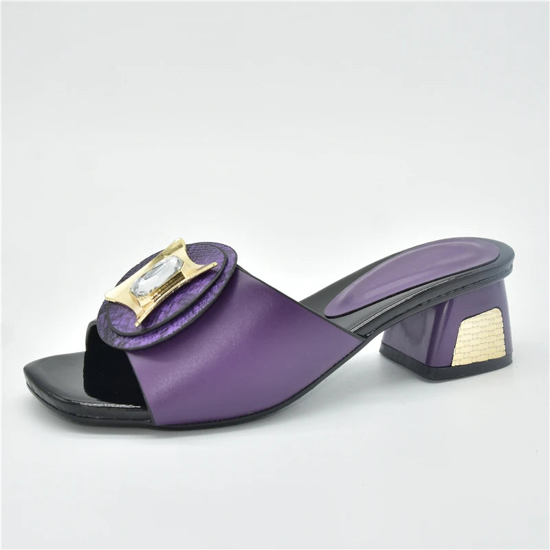 African Shoe Decorated with Rhinestone Luxury 2025 Rhinestone Wedding Party Shoes Nigerian Women Sandals High Quality