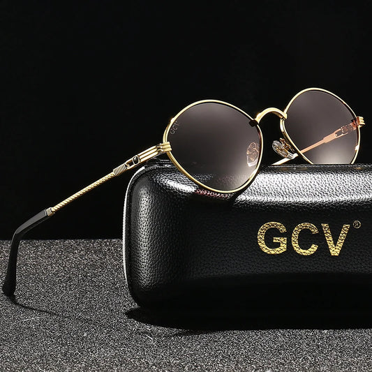 Cat Eye Titanium Alloy Polarized UV400 Retro Punk Sunglasses for Men Women Vintage Fashion Eyewear
