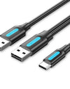 Type C Dual USB with Power Supply 3A Fast Charging Data Cable for Samsung Note 3 S5 Hard Disk Xiaomi Micro USB 3.0 Cable
