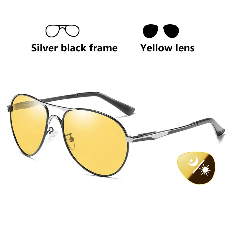 Intelligent Aviation Photochromic Polarized UV400 Day Night Driving Sunglasses for Men Women