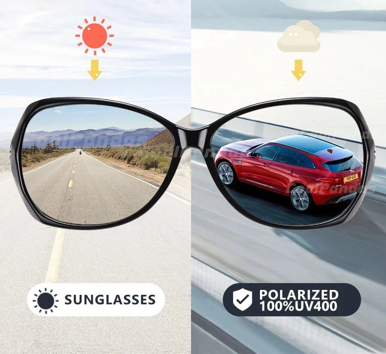 Tinted Photochromic Polarized Sunglasses for Women Driving Anti Glare