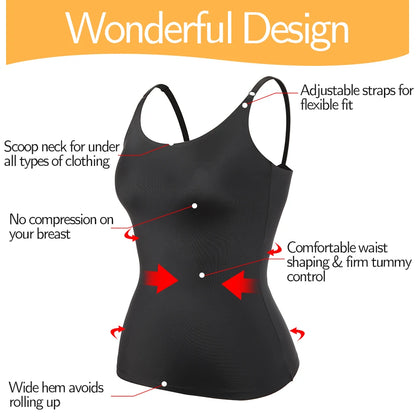 Women Shapewear Tops Waist Trainer Tummy Control Body Shaper Shaping Tank Top Slimming Underwear Seamless Compression Camisoles