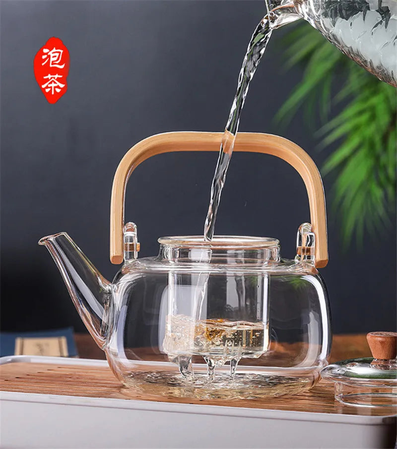 Borosilicate Glass Tea Pot with Filter Heat Resistant Thickened Japanese Style Tea Maker