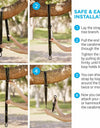 Lighten Up Hammock Straps Rope Carabiner Tree Swing Hanging Kit Hammock Straps Camping 350KG Load Capacity Rope Carabiner