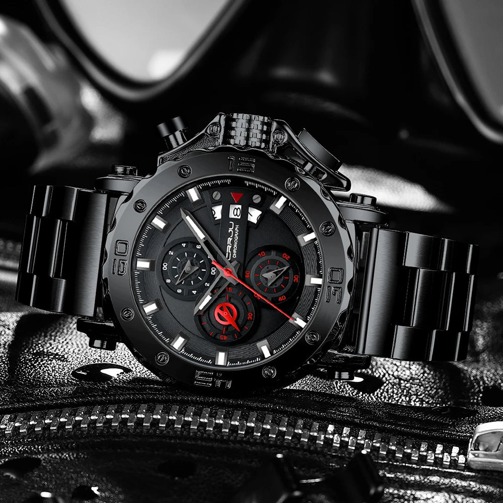Watch for Men Top Brand Luxury Big Dial Stainless Steel Waterproof Chronograph Wristwatches with Date Relogio Masculino