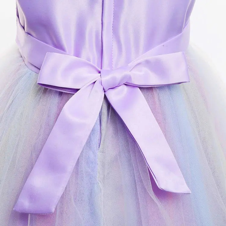 Unicorn Flower Applique Princess Ball Gown Dress