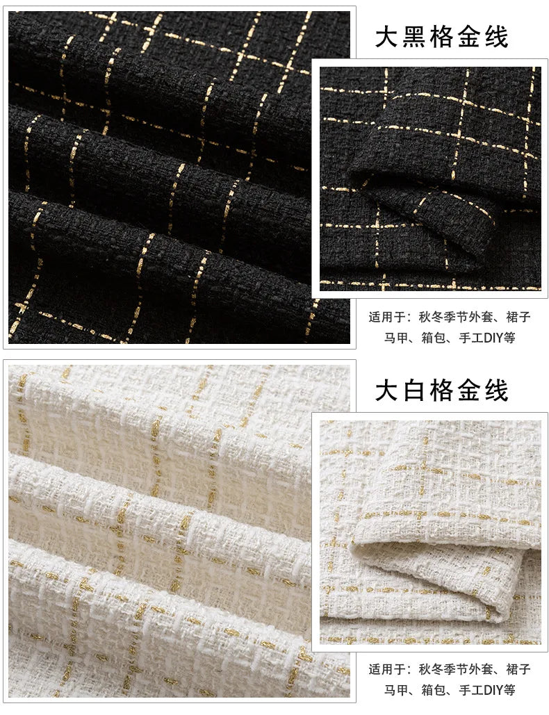 0.5M/1M/2M/3M High Quality fiber plaid woven tweed fabric for garment DIY coat clothing sewing quilting Cloth by the meter