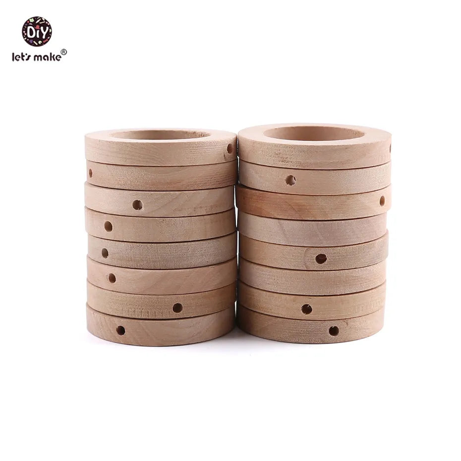 Let's Make Baby Teether 20pc 30mm Wood Rring BPA Free Wooden Teether Baby Products DIY Crafts Accessories Teething Toys Gifts