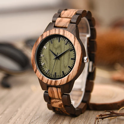 Vintage Green Dial Wood Watches Environmental Watch Wooden Watch Custom Logo