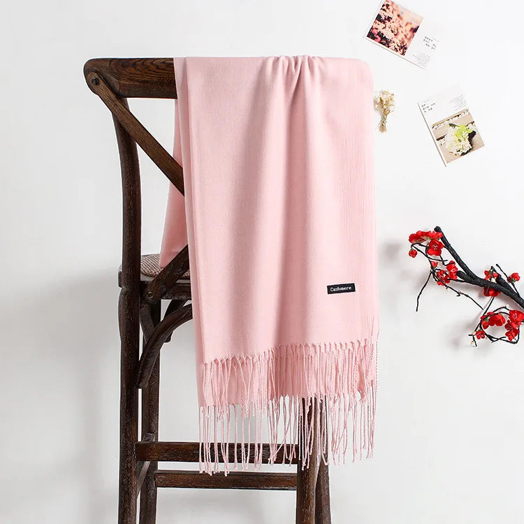 solid color soft scarf cashmere lady shawl wrap Autumn winter pashmina hijab headband