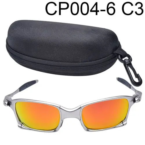 Polarized UV400 MTB Bike Cycling Sunglasses – Silver Metal Frame Riding Fishing Eyewear