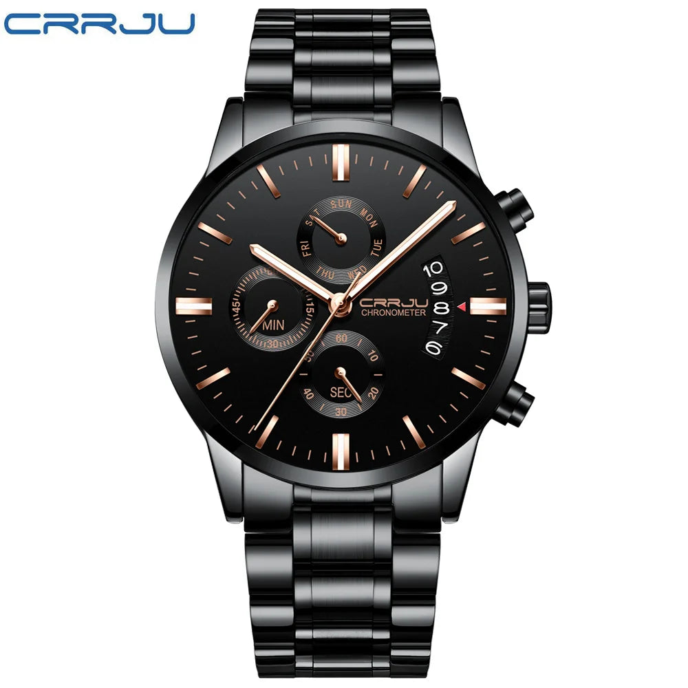 Men's Calander Waterproof Sport WristWatch with Milan strap Army Chronograph Quartz Heavy Watches Fashion male Clock