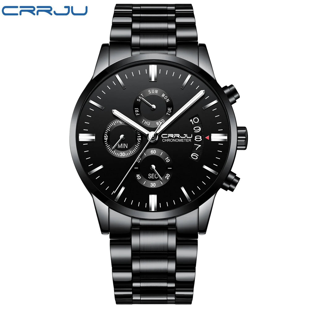 Men's Calander Waterproof Sport WristWatch with Milan strap Army Chronograph Quartz Heavy Watches Fashion male Clock