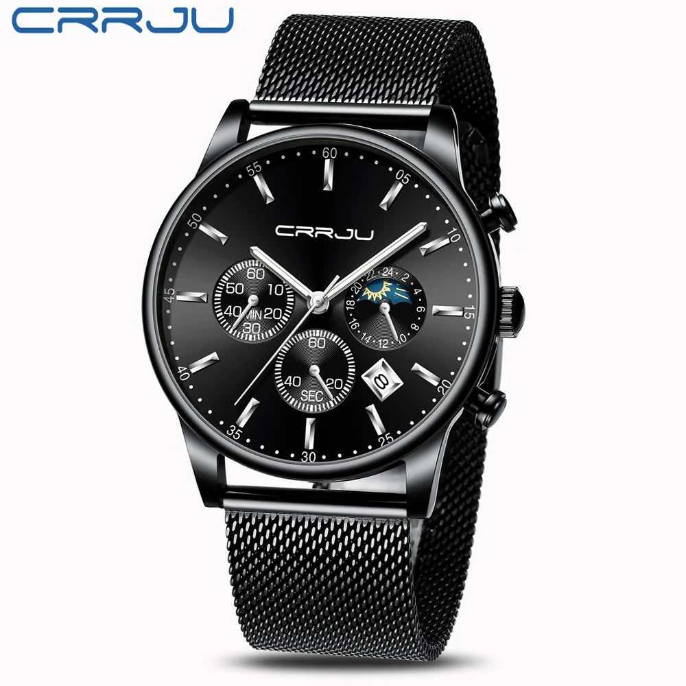 Relogio Masculino Luxury Quartz Watch for Men Blue Dial Watches Sport Watches Chronograph Clock Mesh Belt Wrist Watch