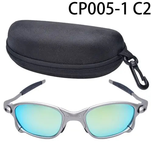 Polarized UV400 Road Bike Cycling Sunglasses – Silver Metal Frame Fishing Riding Eyewear
