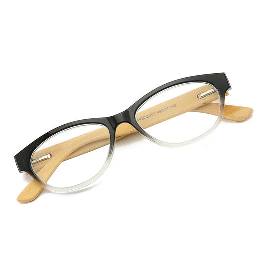 Reading Glasses Bamboo Wood Look Frame Vintage Clear Lens Presbyopia Eyeglass Black Red Readers with Spring Hinge