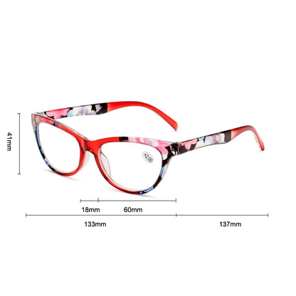 Elegant Lady Reading Glasses Women Floral Cat Eye Presbyopia Eyeglasses for Reader Diopters +1 1.5 2 2.5 3.0 3.5 4