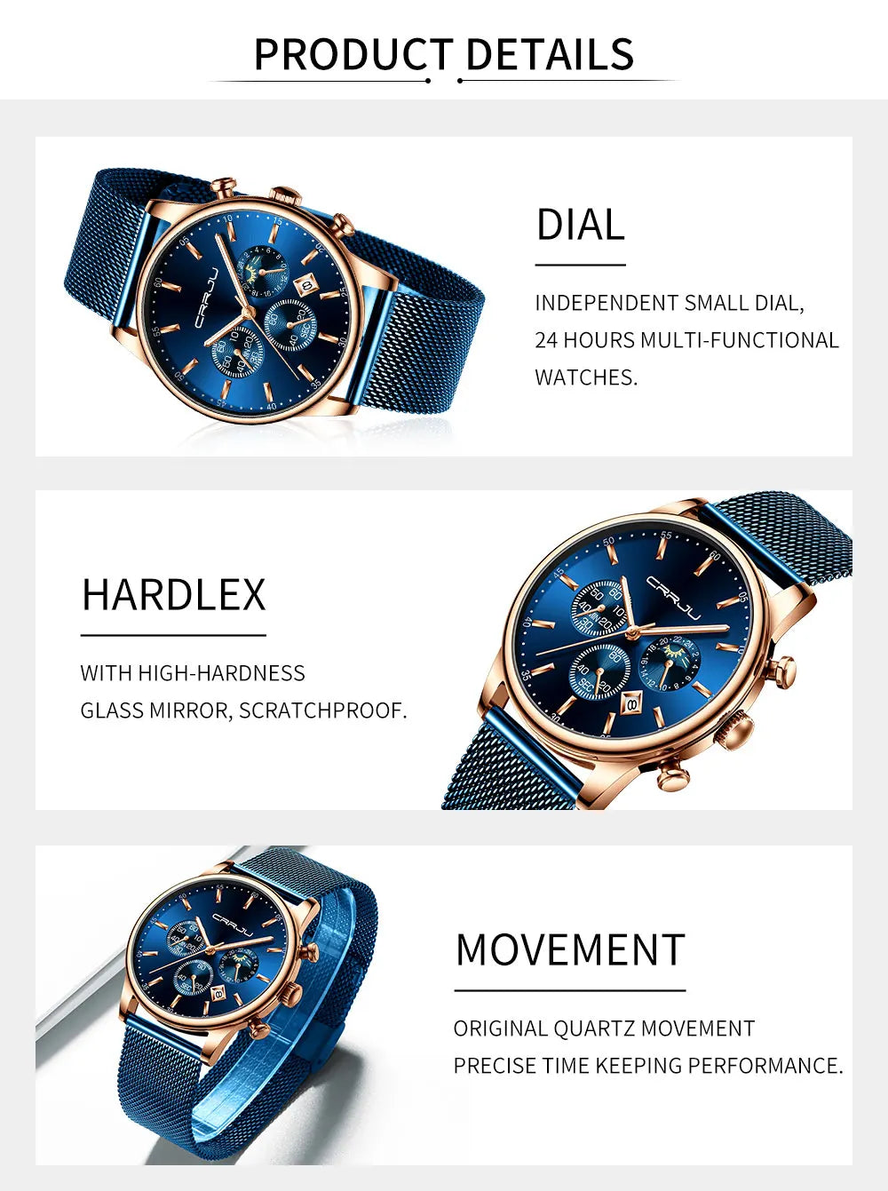 Relogio Masculino Luxury Quartz Watch for Men Blue Dial Watches Sport Watches Chronograph Clock Mesh Belt Wrist Watch