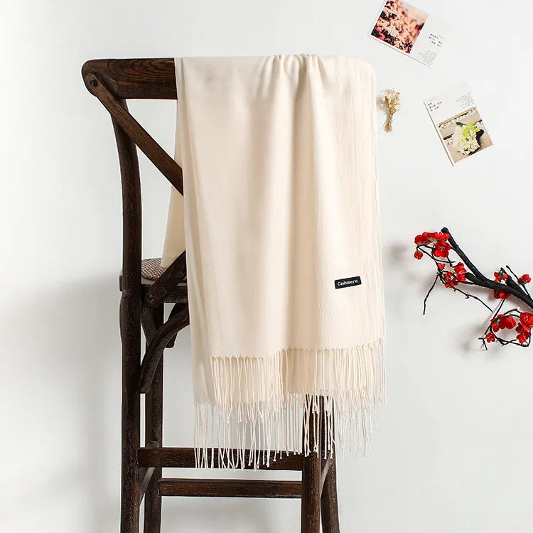 solid color soft scarf cashmere lady shawl wrap Autumn winter pashmina hijab headband