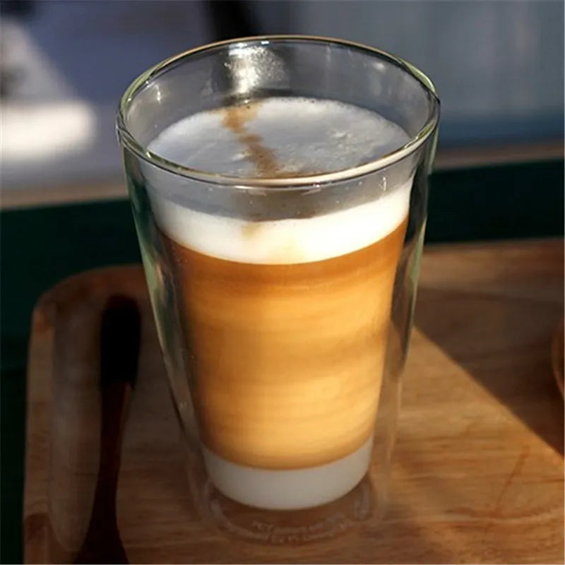 400ml Heat Resistance Double Wall Glass Coffee Mug Home Tea Milk Juice Cup Water Beer Mug Drinkware