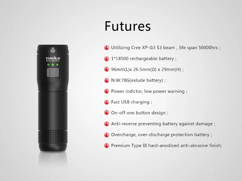 Rechargeable Bike Front Handlebar Cycling Led Light Replaceable Battery Flashlight Torch Headlight Bicycle Accessories