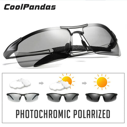 Photochromic HD Sunglasses Men Polarized Chameleon Glasses Fishing Driving Shades Sun Glasses