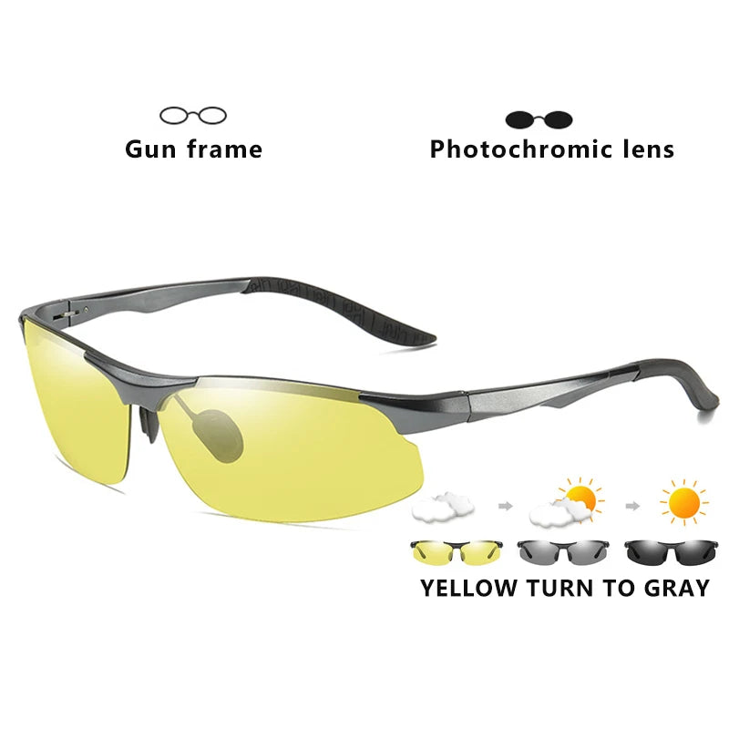 Aluminum Magnesium Photochromic Polarized Sunglasses UV400 Day Night Vision Driving Glasses for Men Women