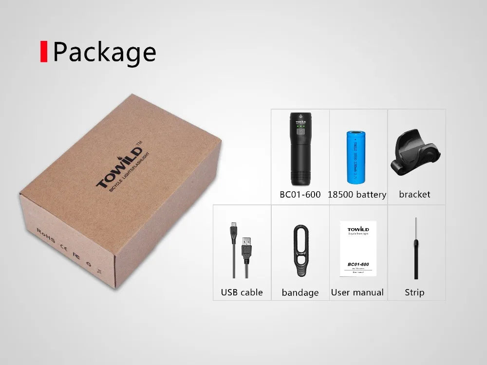 Rechargeable Bike Front Handlebar Cycling Led Light Replaceable Battery Flashlight Torch Headlight Bicycle Accessories