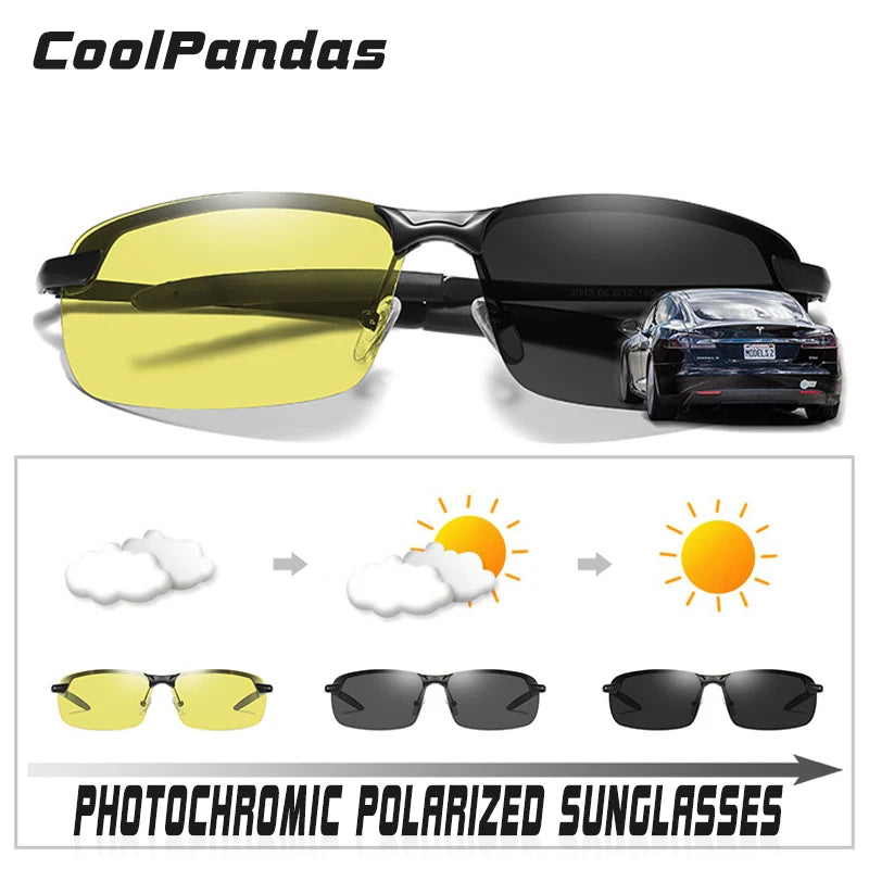 Intelligent Photochromic Polarized Sunglasses UV400 Day Night Vision Driving Glasses for Men Women