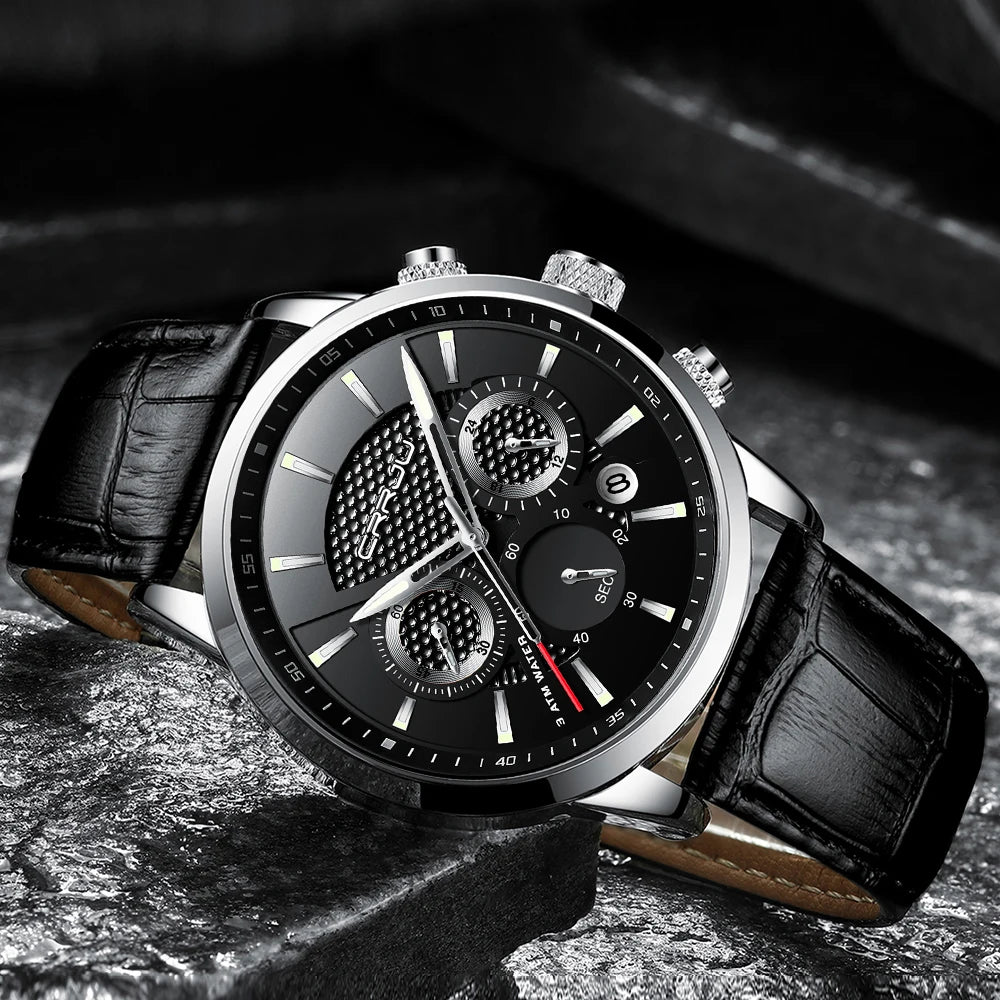 Fashion Sport Quartz Watches Men Luxury Business Leather Watch Waterproof Wristwatches Male Clock Relogio Masculino