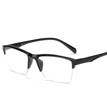 Half Frame Reading Glasses Presbyopic Eyewear Male Female Far sight Glasses Ultra Light Black with strength +75 to +400