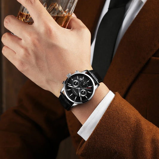 Fashion Sport Quartz Watches Men Luxury Business Leather Watch Waterproof Wristwatches Male Clock Relogio Masculino