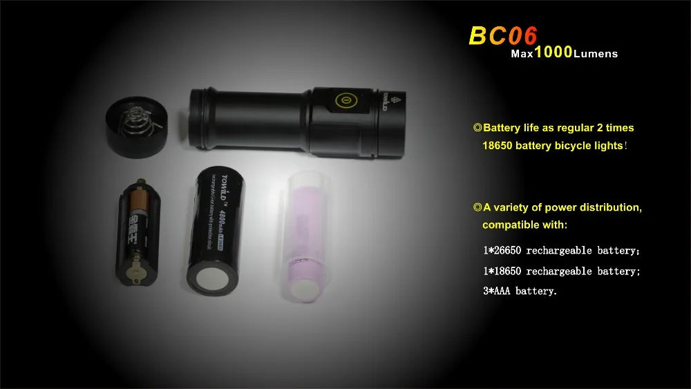 Bicycle Headlight Bike LED Lamp Front Light 1000 Lumens Flashlight LED light bicycle accessories 4000/4800mAh Battery