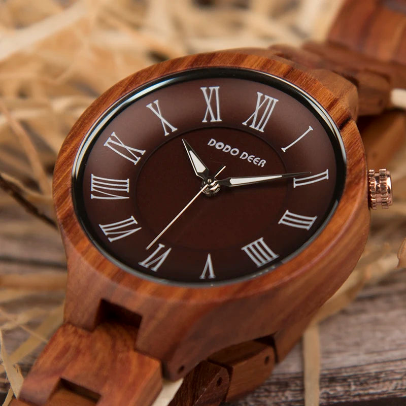 Fashion Wood Watch  Female Clock Quartz Wrist watches Ladies Roman Dial