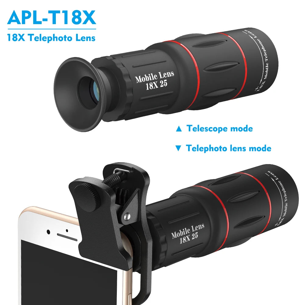 18X Smartphone Telephoto Telescope Lens with Universal Clip