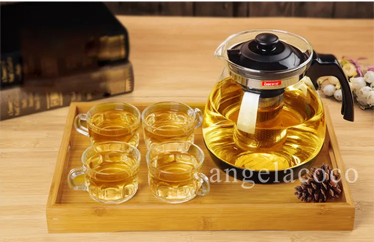 Large Capacity Clear Borosilica Glass Teapot With Stainless Steel Infuser Puer Kettle Heated Container Coffee Tea Pot Maker