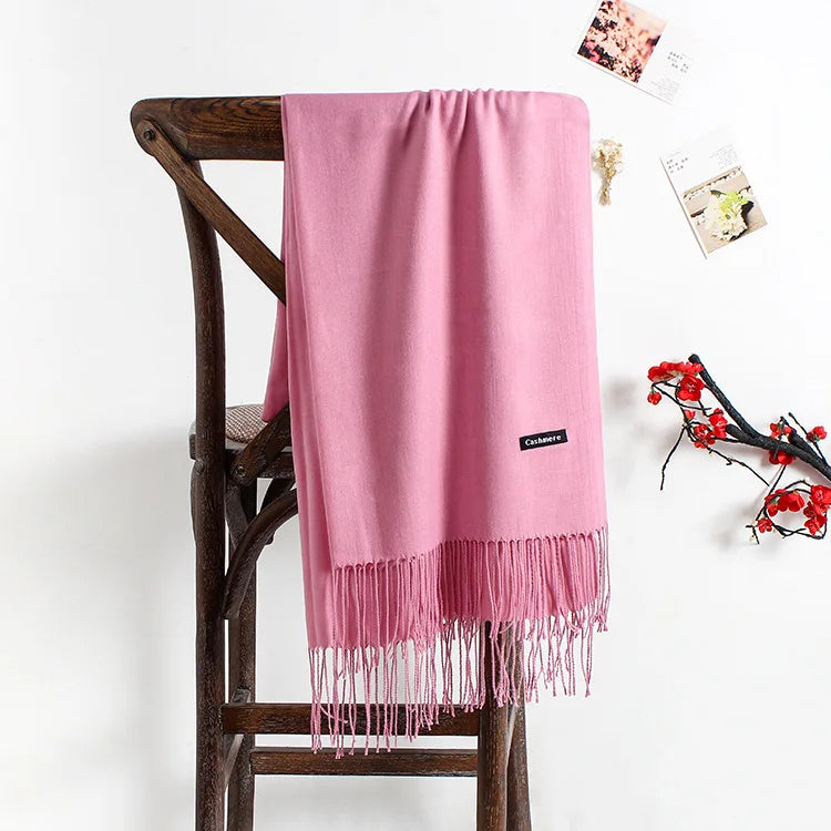 solid color soft scarf cashmere lady shawl wrap Autumn winter pashmina hijab headband