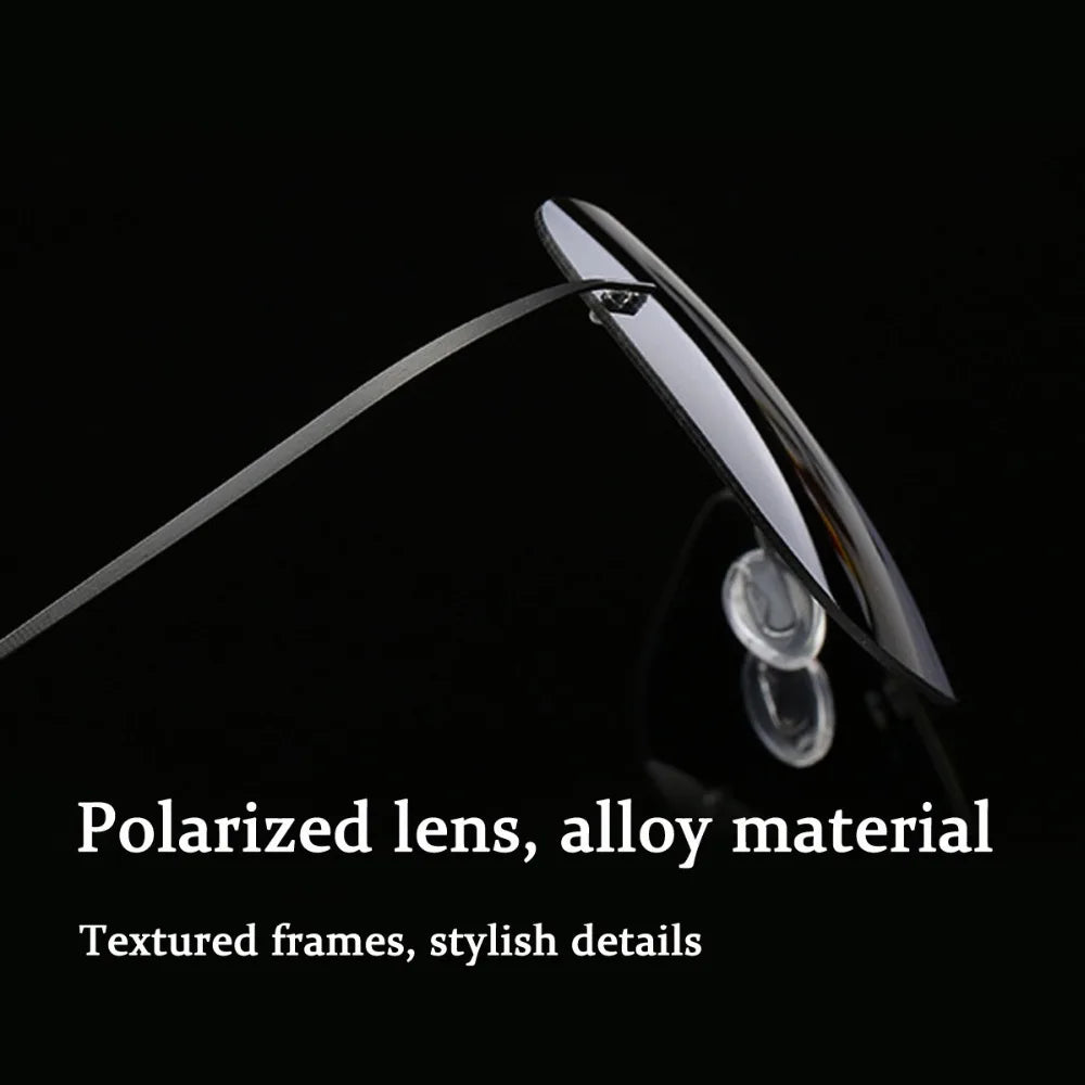 Rimless Polarized Sunglasses Night Vision Glasses Ultralight Frameless Aviation Goggles Titanium Alloy