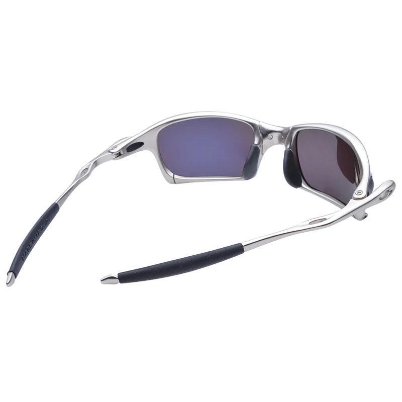 Polarized UV400 MTB Bike Cycling Sunglasses – Silver Metal Frame Riding Fishing Eyewear