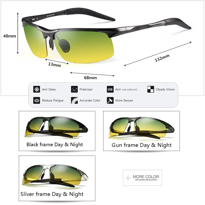 Polarized Driving Sunglasses for Men Day and Night Vision Anti Glare UV400