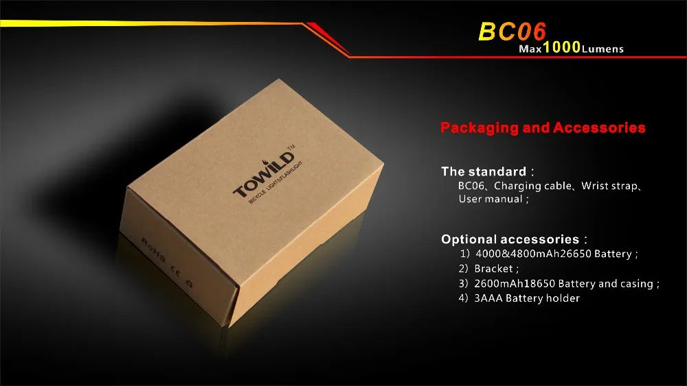 Bicycle Headlight Bike LED Lamp Front Light 1000 Lumens Flashlight LED light bicycle accessories 4000/4800mAh Battery