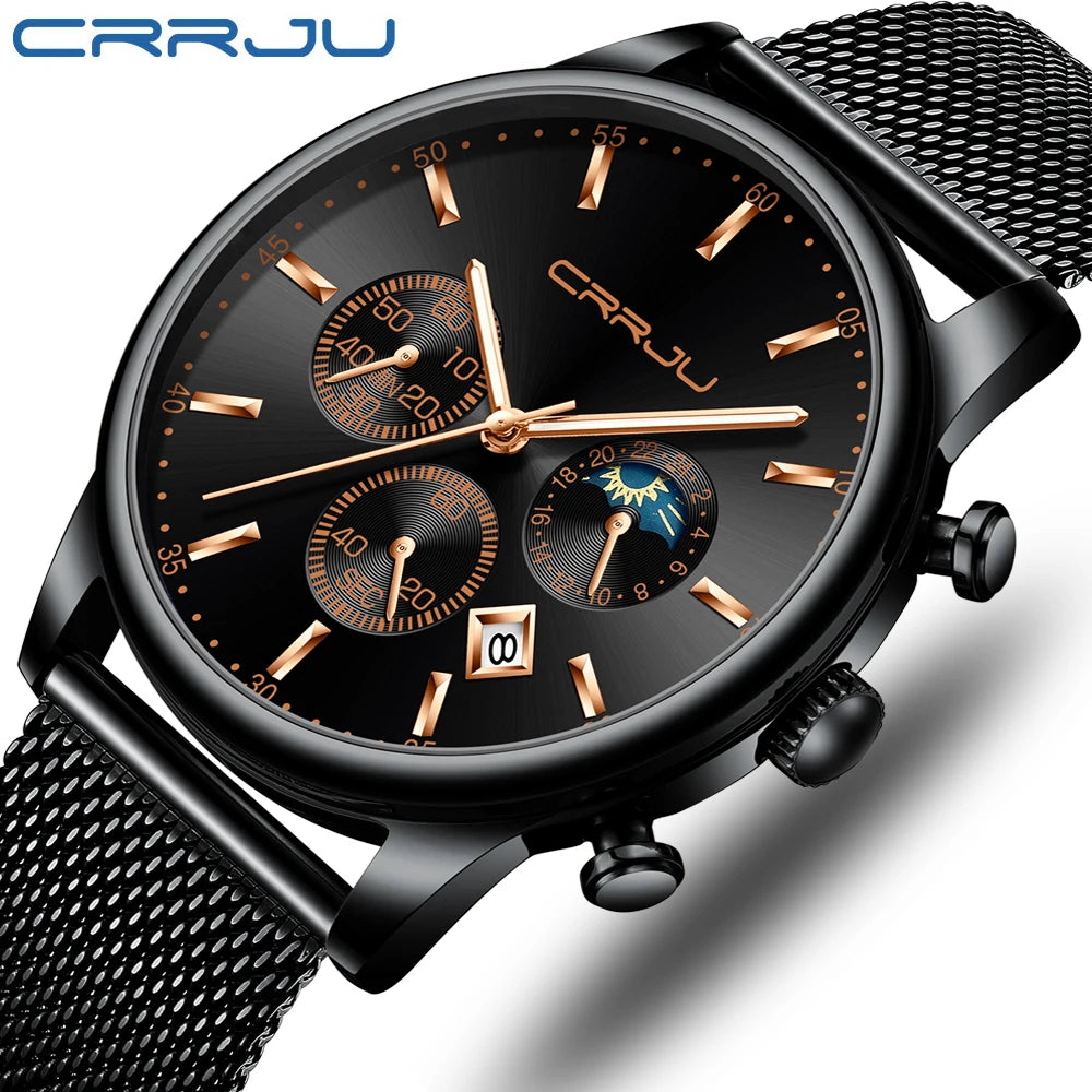 Relogio Masculino Luxury Quartz Watch for Men Blue Dial Watches Sport Watches Chronograph Clock Mesh Belt Wrist Watch