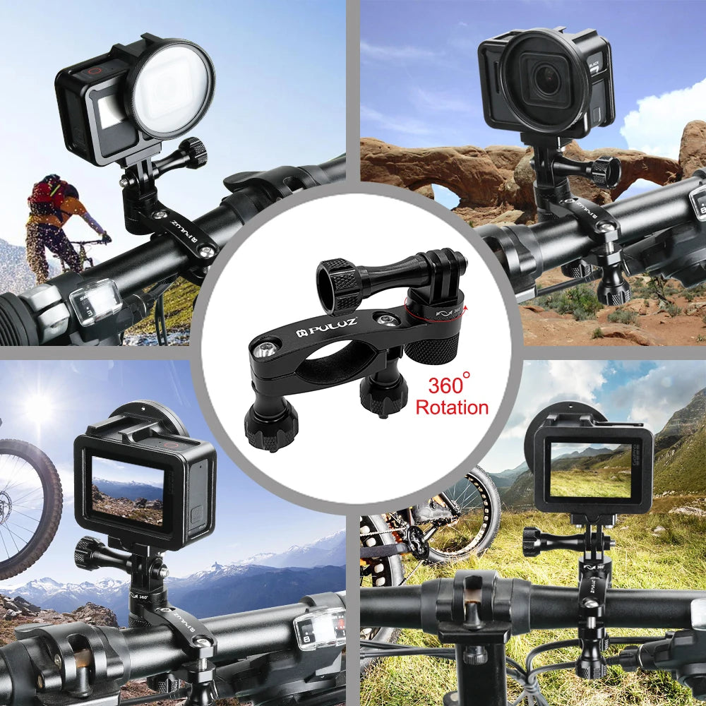 360 Degree Rotation Bike Aluminum Handlebar Adapter Mount with Screw for GoPro HERO9 Black 8 7 6 5/ DJI OSMO Action/ Xiaoy