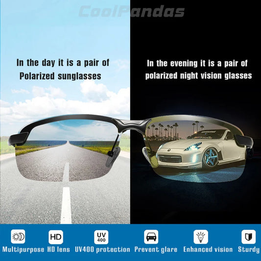 Intelligent Photochromic Polarized Sunglasses UV400 Day Night Vision Driving Glasses for Men Women
